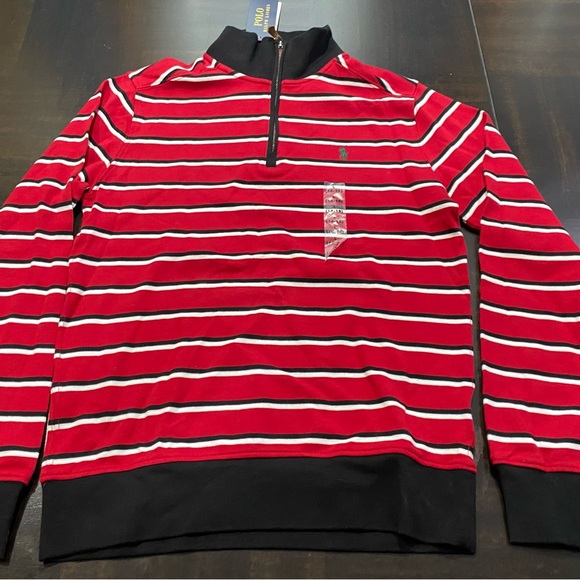 Size L (14-16)Polo Ralph Lauren Striped Boys Half Zipper Long Sleeve Shirt - Picture 3 of 6